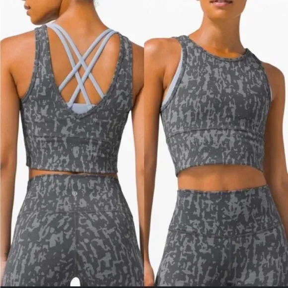 Lululemon Power Pivot Gray Camo Tank Top - Picture 1 of 10